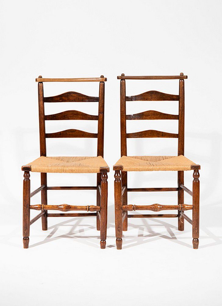 Victorian Elm Ladder Back Chairs with Rush Seats Seating Singles