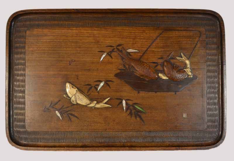 Japanese fish inlay serving tray Zother Oriental