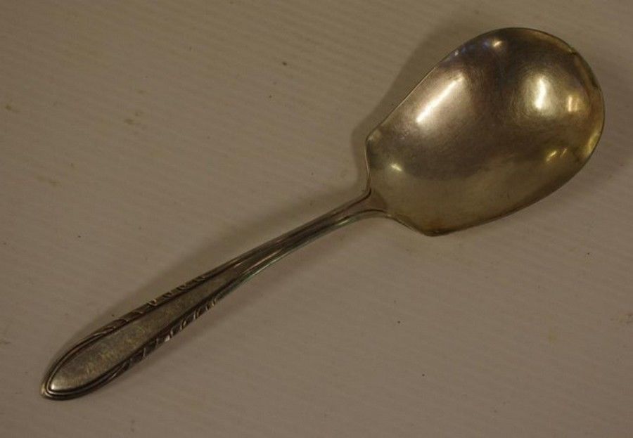 Chinese 900 Silver Serving Spoon, Impressed Mark, 21.5cm Zother