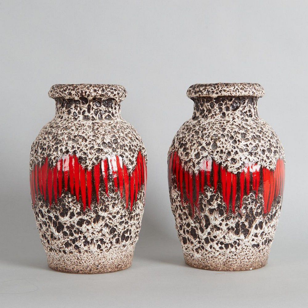 West German Scheurich Lava Vases 28cm Height zOther German Ceramics