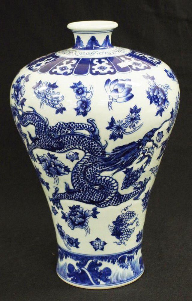 Dragon Marked Blue & White Ceramic Vase 45cm Ceramics Chinese