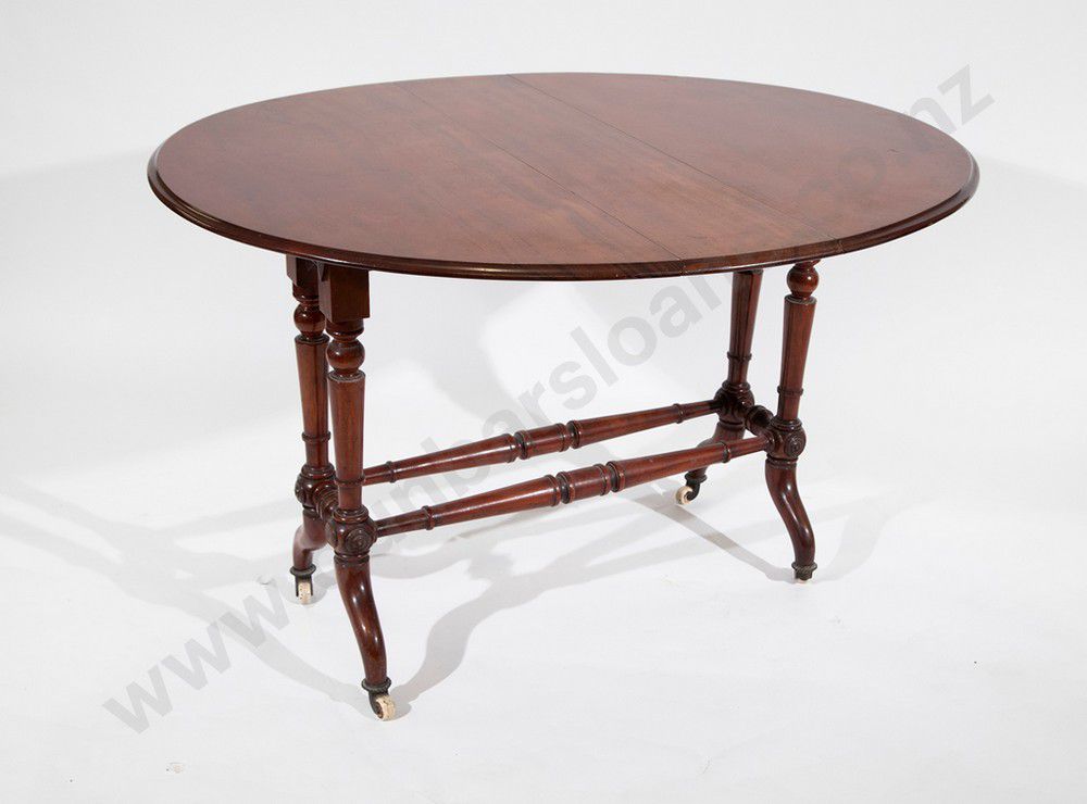 Mahogany Sutherland Tea Table with Twin Supports Tables Card, Games