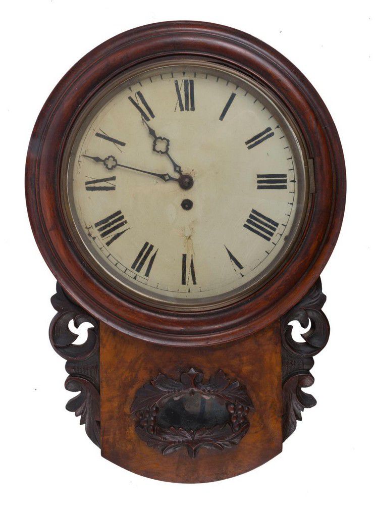 19th Century English Drop Dial Wall Clock with Fusee Movement Clocks