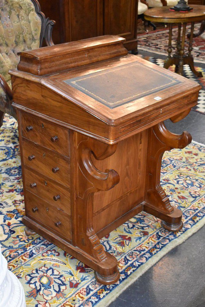 Burr Walnut Inlaid Davenport Desk with Writing Slope Davenports Furniture