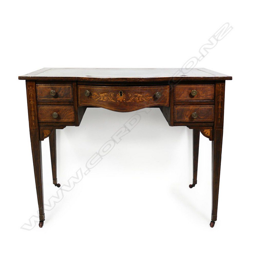 Sheraton Revival Oak Desk with Gilded Leather Insert Desks Small
