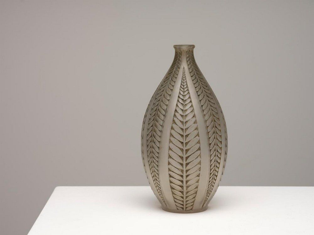 Lalique Acacia Frosted Glass Vase French Glass