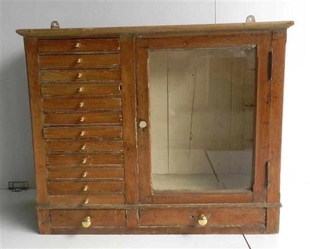 Vintage Oak Medicine with 14 Drawers and Door Medical