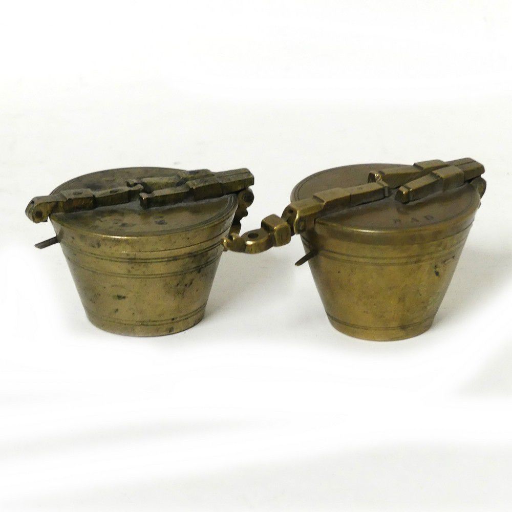 German Brass Nesting Bucket Weights, Set of Two Brass Metalware