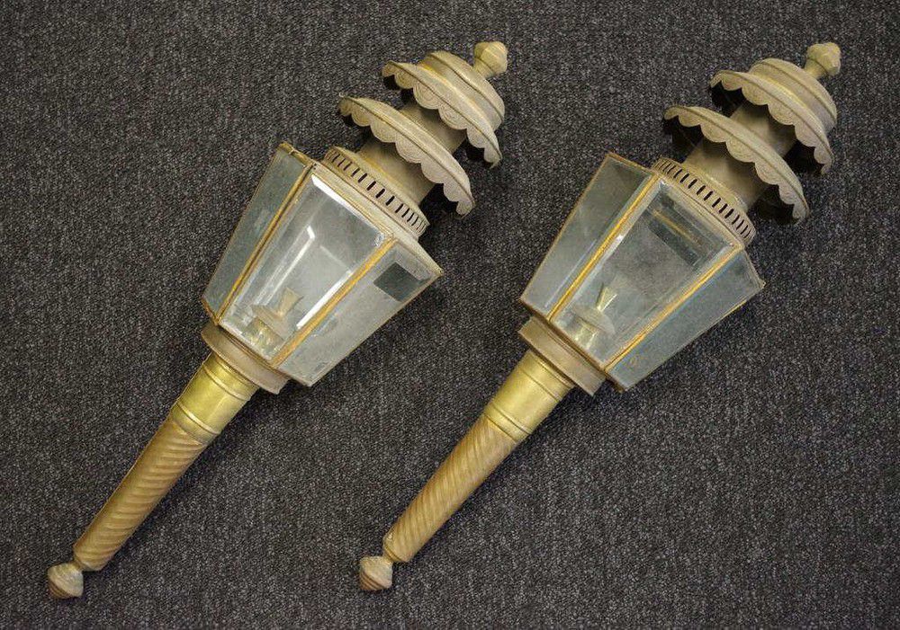 Brass Carriage Lamps with Oil Burners (8 words) Lamps Kerosene, oil