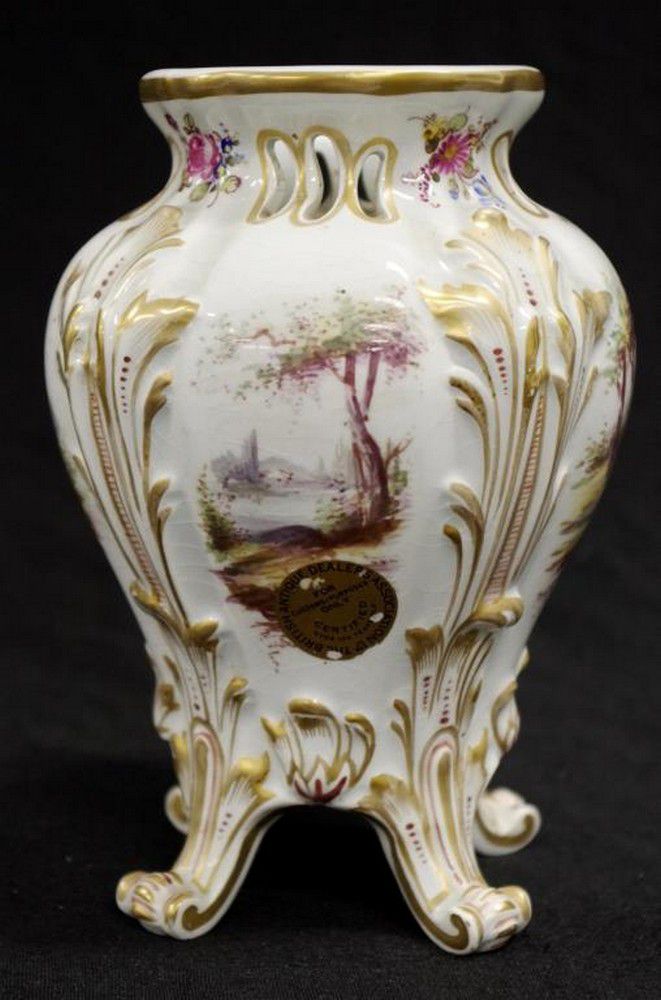 Handpainted German porcelain vase with gilt highlights zOther