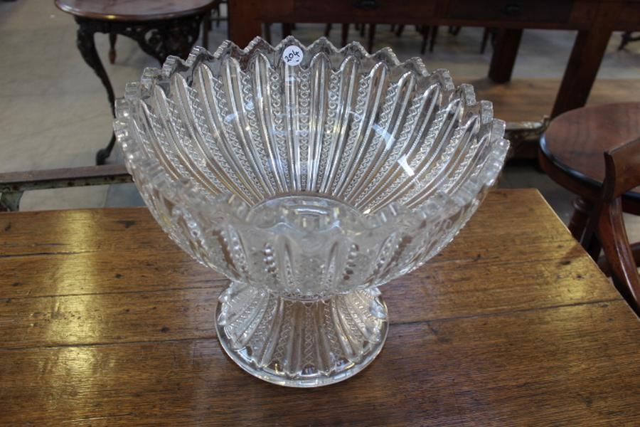 Victorian Cut Glass Punch Bowl on Stand British Victorian Glass