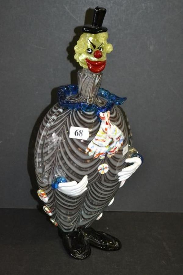 Rare Murano Glass Clown Decanter / Murano Glass