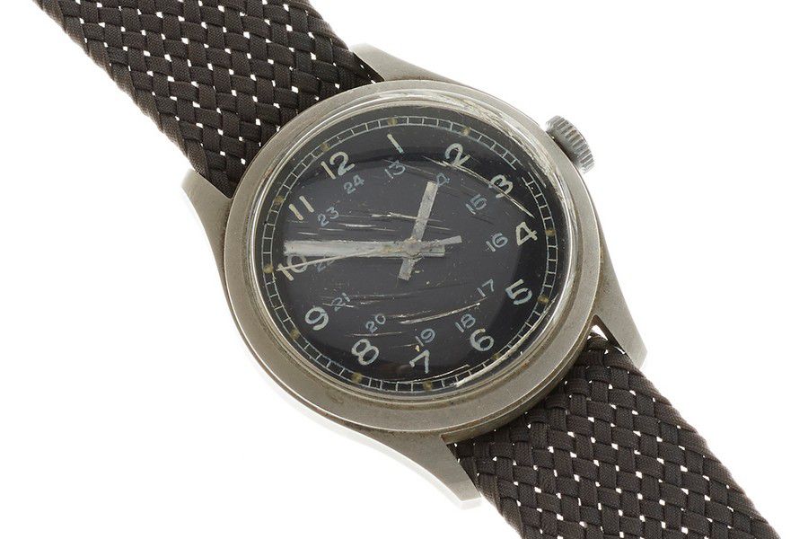 Hamilton Military Wristwatch with Black Dial and Grosgrain Band