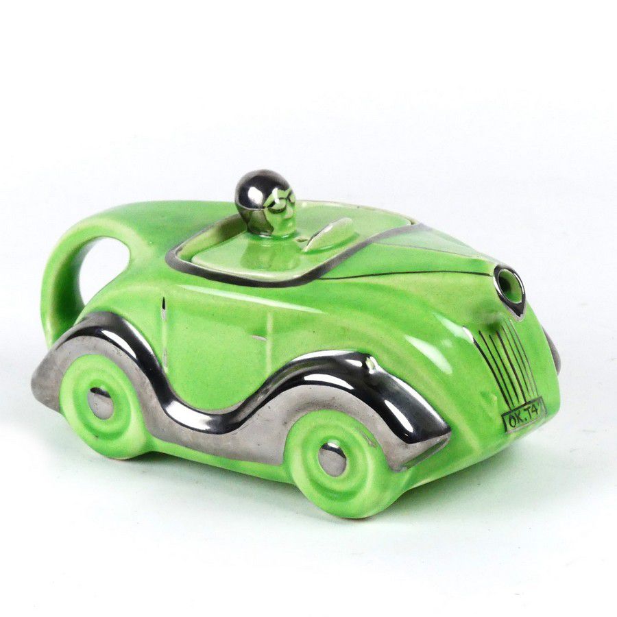 Sadler Art Deco Car Teapot with Green Glaze Zother 19th Century