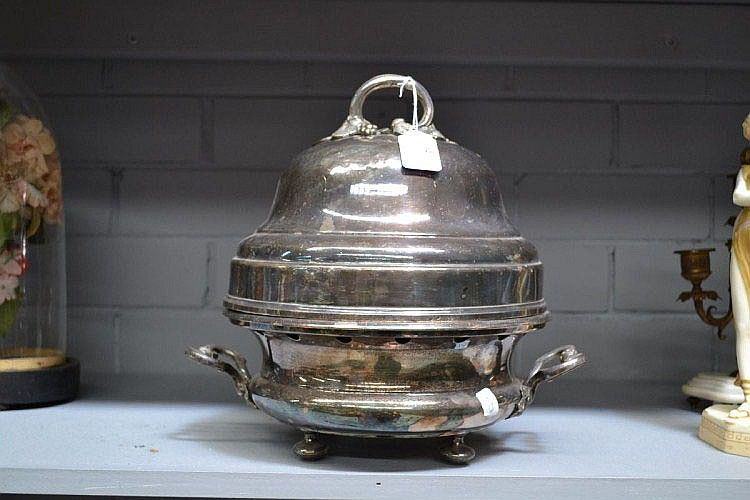 French Silver Plated Food Warmer Antique Bowls, Comports and Dishes Silver Plate