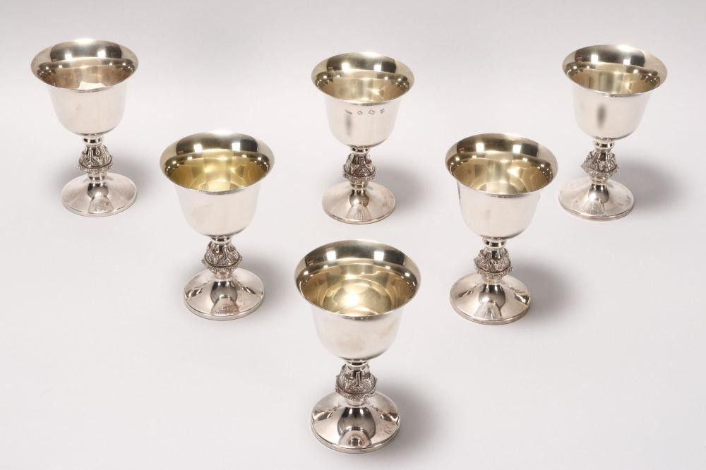 Birmingham Hallmarked Sterling Silver Goblets Set of Six Mugs, Cups
