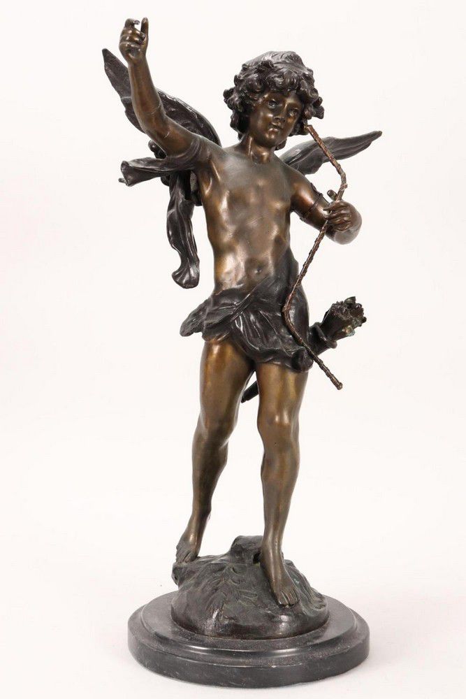 Bronze Cupid Statue by Aug. Moreau Figures/Groups Sculpture/Statuary