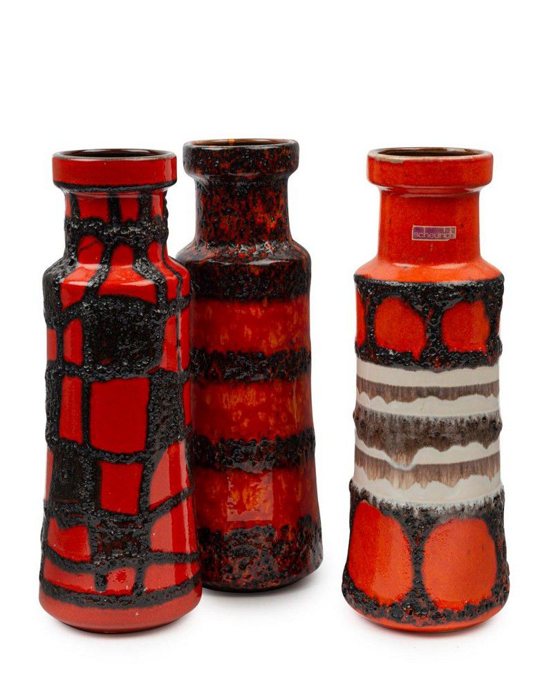 1960s German Orange Pottery Vases (Set of 3) zOther German Ceramics