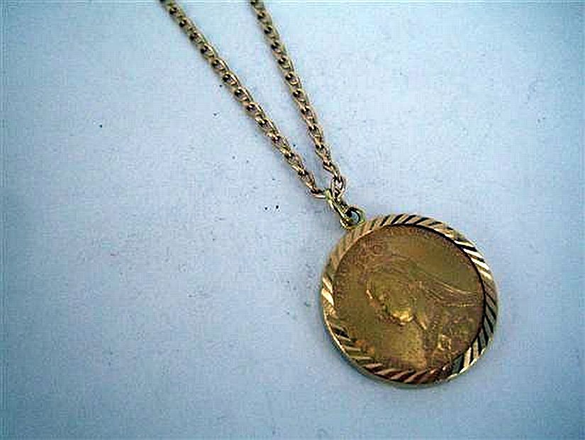 1891 Melbourne Gold Sovereign Pendant on 18ct Gold Chain Pendants
