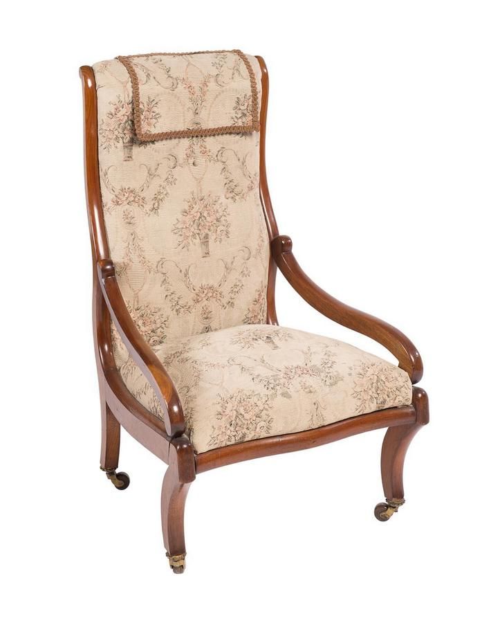 Mid 19th century blackwood nursing chair with inswept