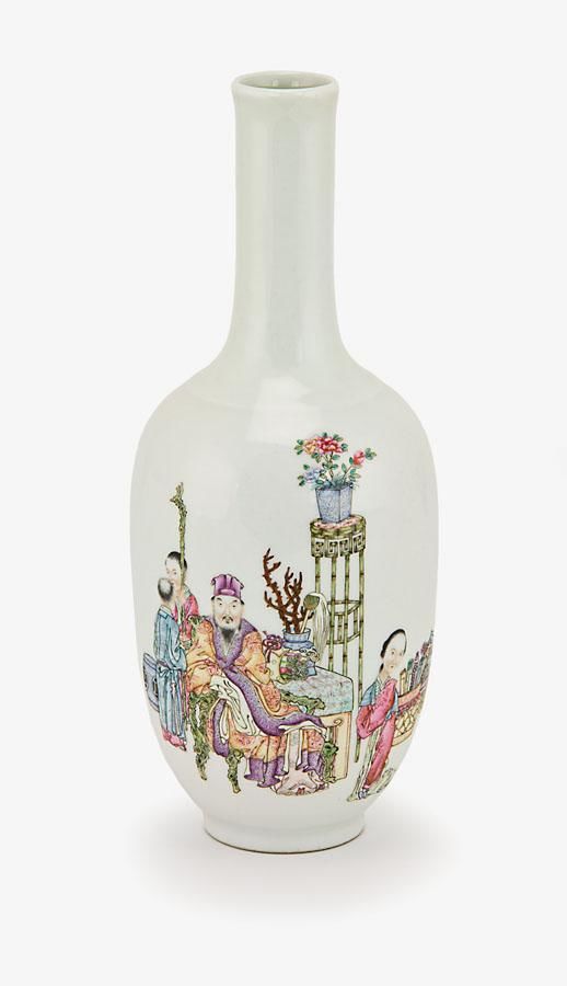 Chinese Famille Rose Vase with Shi Lu Seal Mark Ceramics Chinese