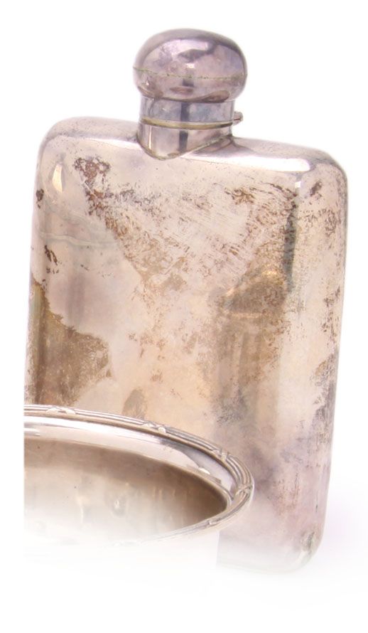 Sterling Silver Whisky/Brandy Flask 15cm, 92g Zother Silver