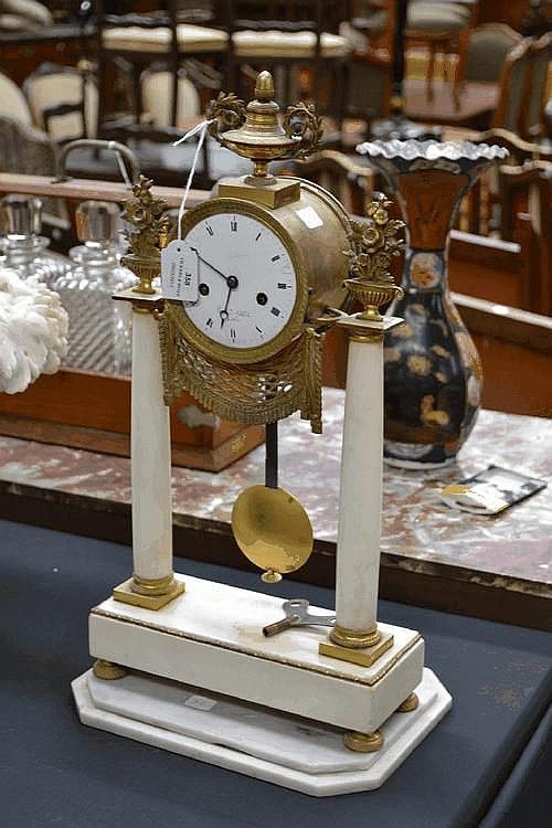 French Marble Pendulum Clock with Key Clocks Marble & Slate