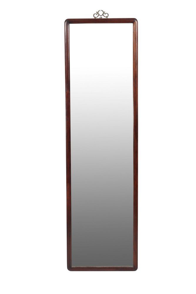 Tall Cherrywood Chinese Wall Mirror with Bronze Hook Mirrors