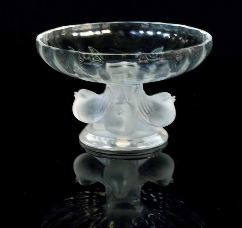 Lalique Crystal Nogent Bowl with Bird Base French Glass