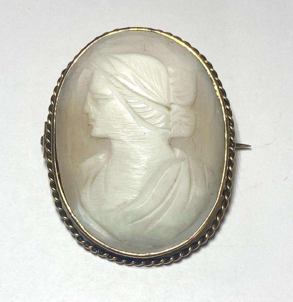 9ct Gold Lady Cameo Brooch Brooches Jewellery