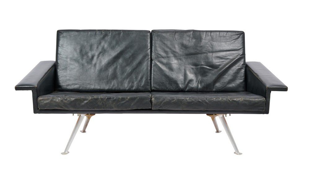 Black Leather TwoSeater Sofa from 1970s Denmark Scandinavian Other Furniture Post 1950