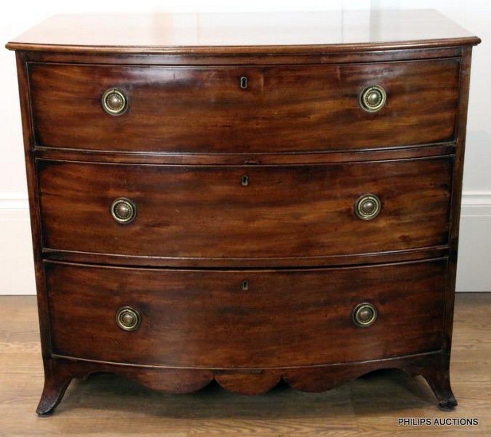 BowFronted Mahogany Chest with Brass Handles Chests of