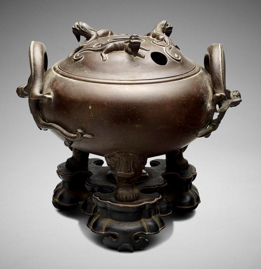 Xuande Bronze Dragon Incense Burner with Stand Bronze Oriental