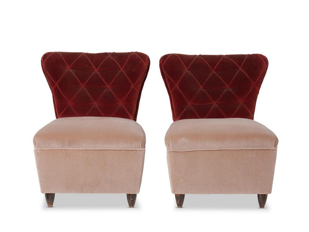 Burgundy & Dusty Pink Velvet Bedroom Chairs from Italy Seating