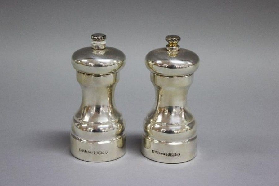 JD Sterling Silver Salt & Pepper Mills, Jubilee, 10cm (2) Condiment
