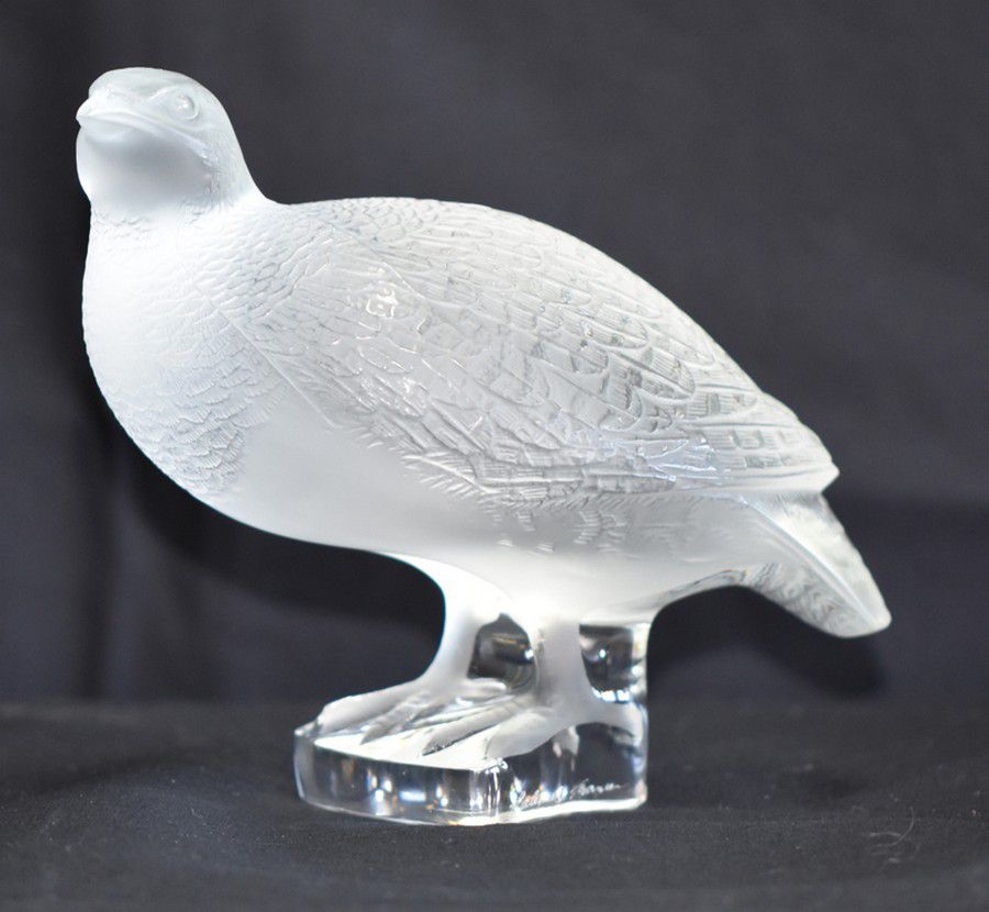 Lalique Crystal Bird Figure, Signed French Glass