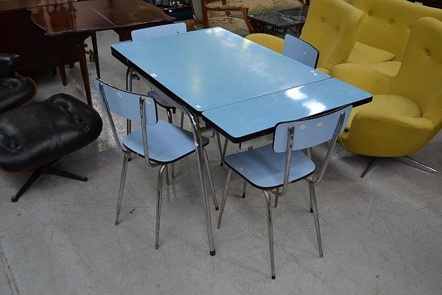 Retro French Chrome Kitchen Table and Chairs Set Tables Dining