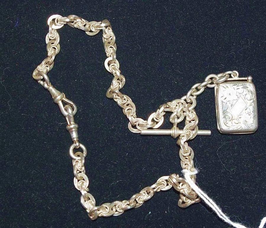 Antique Silver Locket Chain with TBar Pendants/Lockets Jewellery