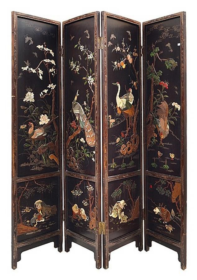 Mythical Birdlife Floor Screen Furniture Oriental