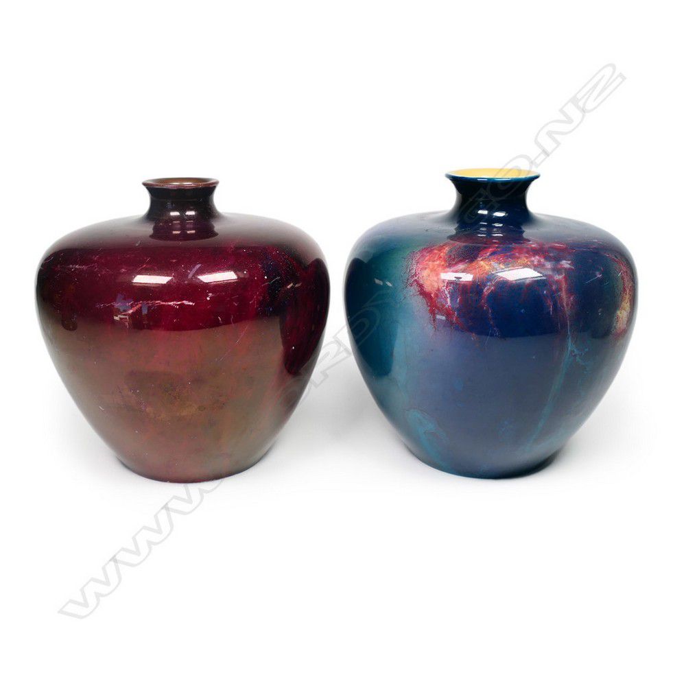 Wilkinson's Oriflamme Ovoid Vases with Veined Glazes Wilkinson Ceramics