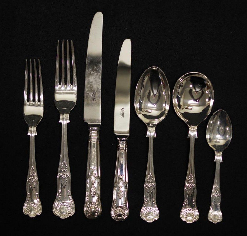 Sheffield Hallmarked Kings Pattern Silver Cutlery Set for Six