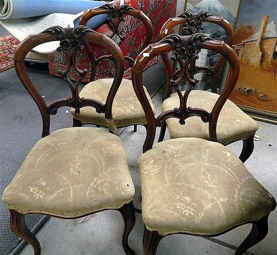 Antique Walnut Parlour Chairs (4) Seating Sets of Chairs Furniture