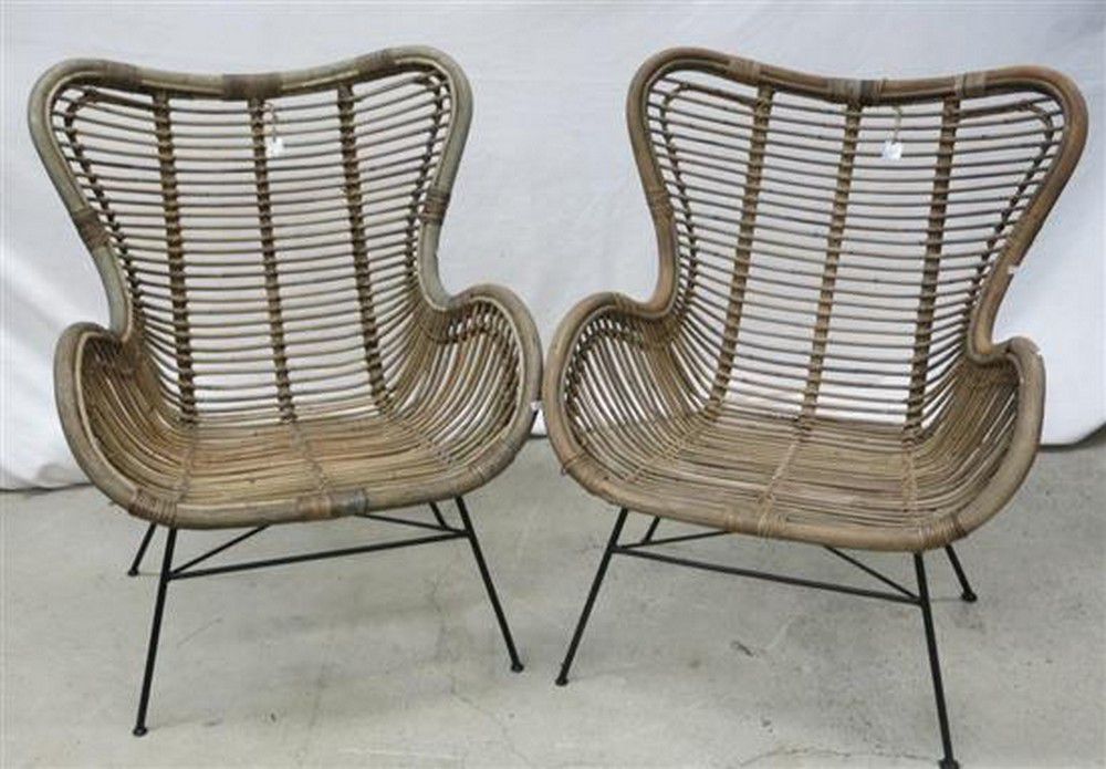 1960s Butterfly Cane Arm Chairs with Metal Legs Australian