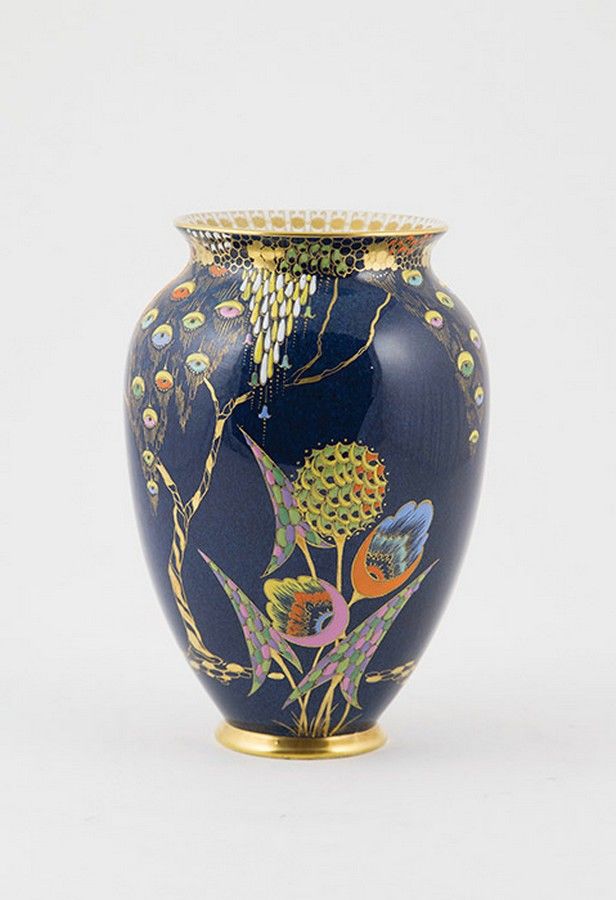 Carlton Ware ovoid vase stylised florals painted in enamels on