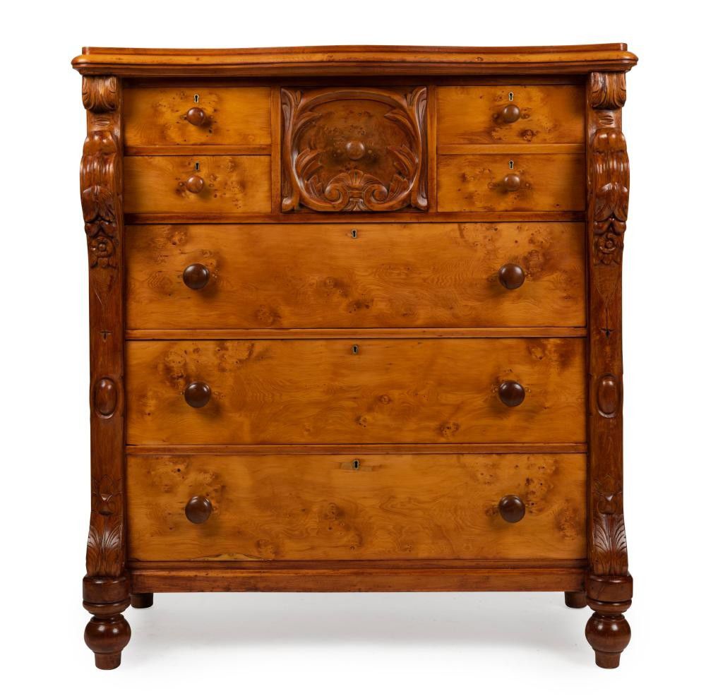 An antique Australian seven drawer chest with ornately carved… Chests of Drawers Furniture