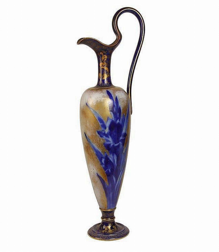 Doulton Blue Iris Ewer with Gilt Details Royal Doulton Ceramics