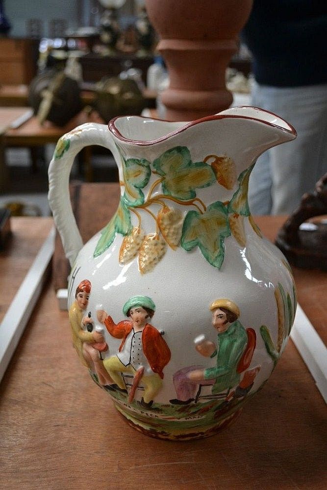 English Staffordshire Harvest Jug Antique Pottery Staffordshire