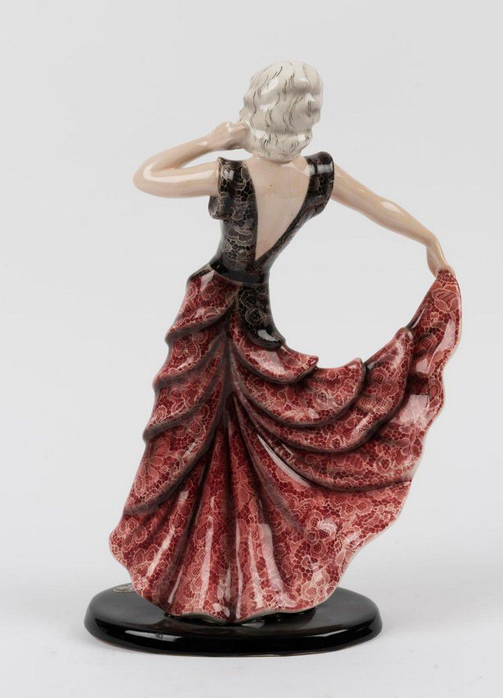 Art Deco Dancing Woman Statue by Lorenzl for Goldscheider Goldscheider Ceramics