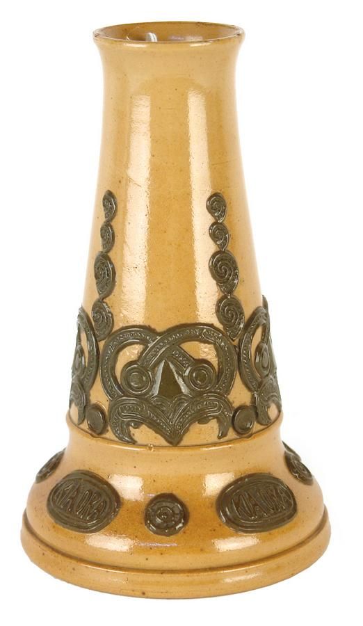 A Royal Doulton salt glaze 'Kia Ora' vase, with applied green… Royal