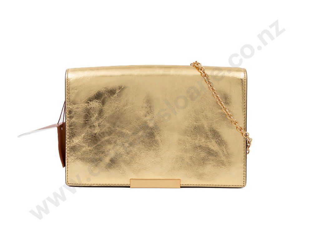Oroton Gold Mini Clutch with Tags and Dust Bag Handbags & Purses